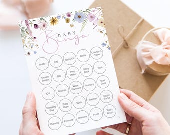 Wildflower Baby Shower Bingo Game: 20 Player Spring Floral Cards