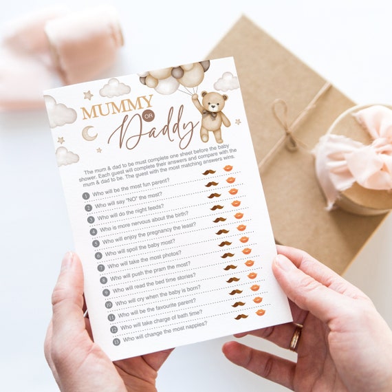 Teddy Bear Baby Shower Game: Mummy or Daddy Quiz