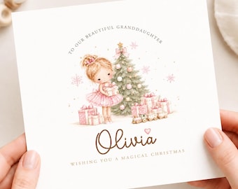 Personalised Granddaughter Christmas Card, Custom Name & Relation,Girl Christmas Card, Daughter Niece Goddaughter