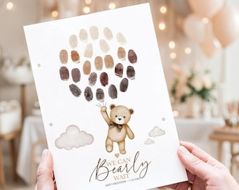 Personalized Bear Baby Shower Guest Book: Thumbprint Keepsake (Ink Pad Included)