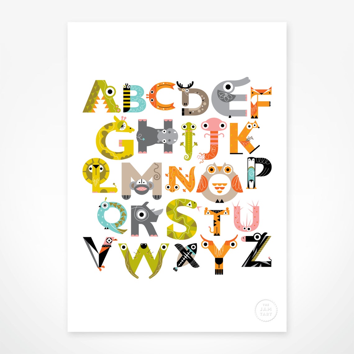 Animal Alphabet Wall Print Nursery Room Decor Etsy