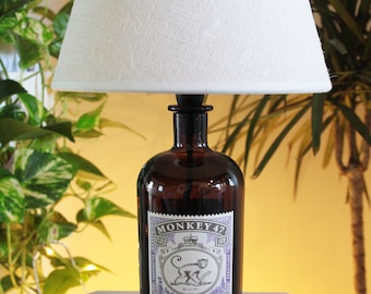 Monkey 47 - Handcrafted Bottle Lamp. handmade table lamp, Gin lover gift idea, Gin bottle lamp, table lamp. Gin bottle lamp.