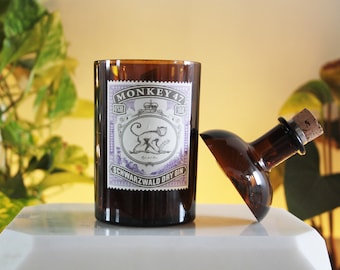 Monkey 47, vela de soja, vela en botella, vela de soja en botella, vela, vela en botella de ginebra, candela di soia, idea de regalo, vela de soja natural.