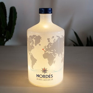 Nordes Gin Lamp, Table lamp, Led bottle lamp, upcycled bottle lamp, lamp, table lamp, Gift idea, gift idea, recycled bottle, eco friendly