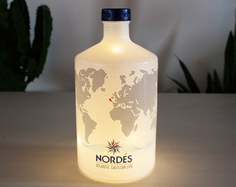 Nordes Gin Lamp, Table lamp, Led bottle lamp, upcycled bottle lamp, lamp, table lamp, Gift idea, gift idea, recycled bottle, eco friendly
