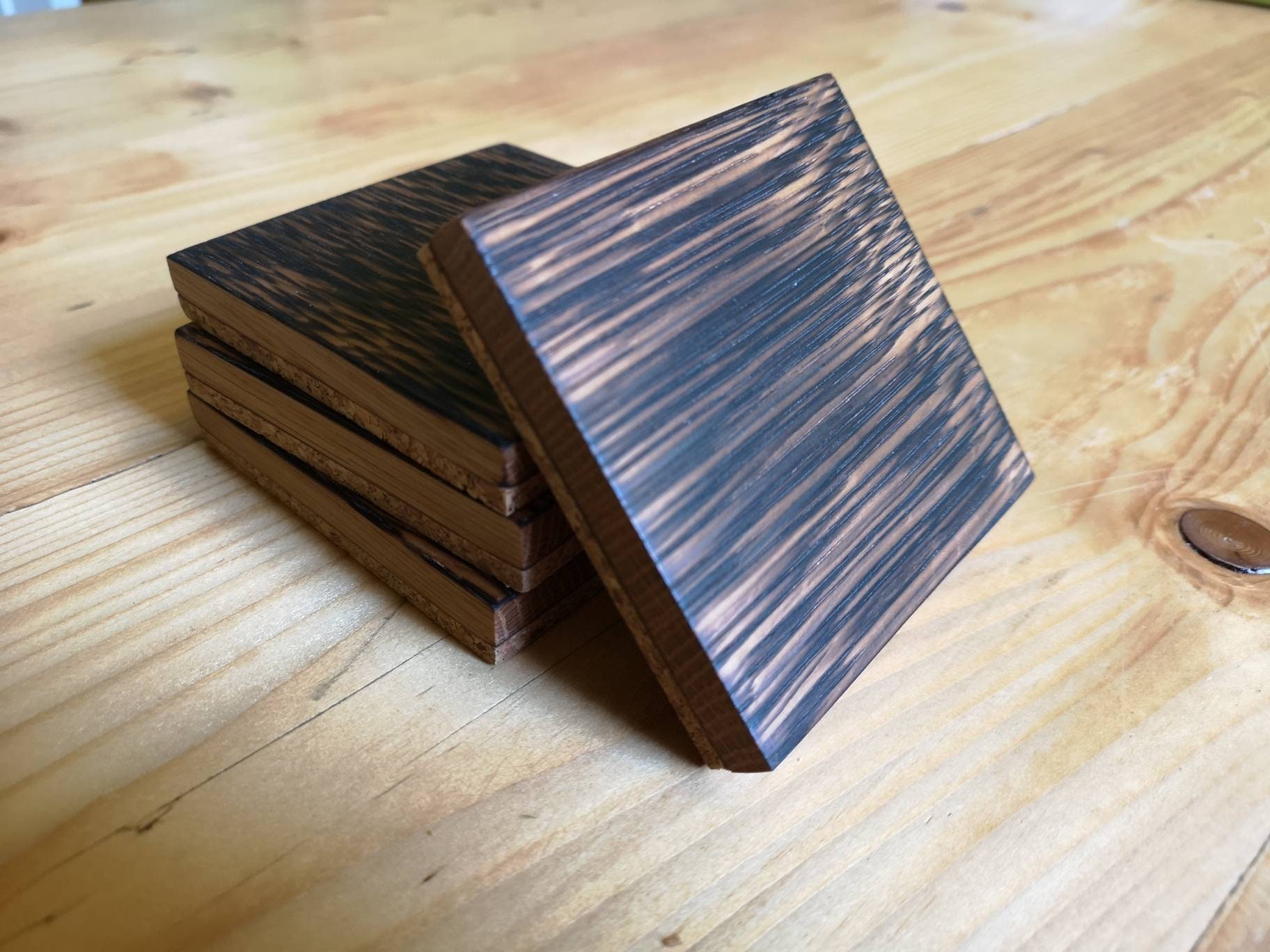 Reclaimed Piano Oak Coasters Set of 4 Chunky Solid Wood Etsy