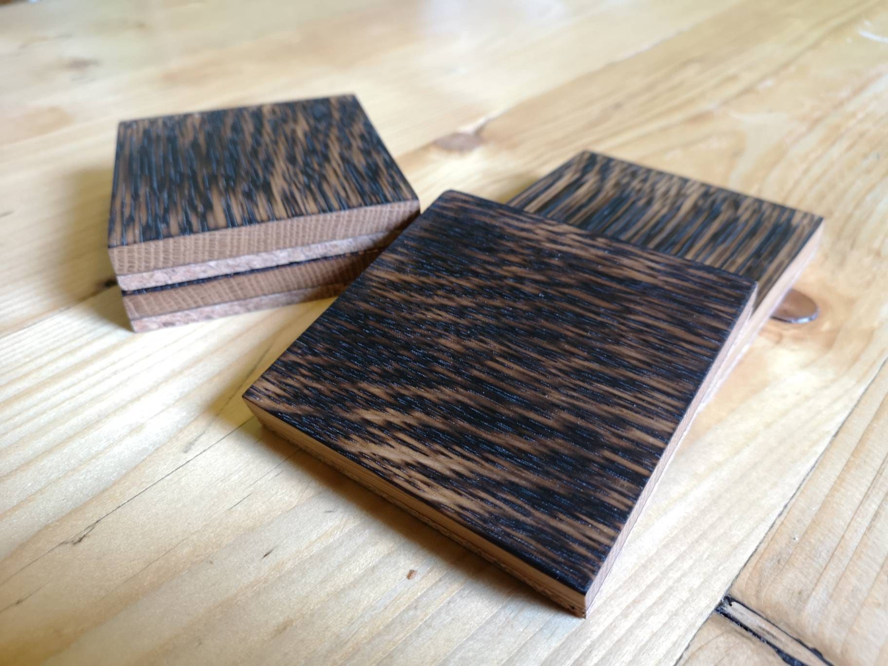 Reclaimed Piano Oak Coasters Set of 4 Chunky Solid Wood Etsy