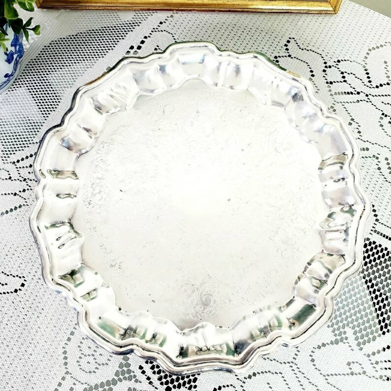 Vintage Towle Silver Plated Footed Tray Vintage Silver Plated Platter