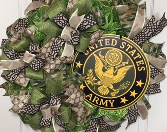 US Army Wreath; Armed Forces Wreath; Military Wreath; Veteran's Day; Everyday Wreath; Green, Gold and Black Wreath; Be All You Can Be