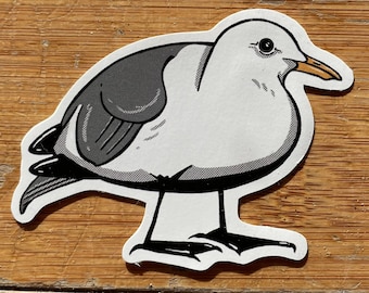 Cute Seagull sticker, 3.5" vinyl decal, bird art, beach cartoon sticker waterproof vinyl for water bottle laptop,other things,  sea ocean