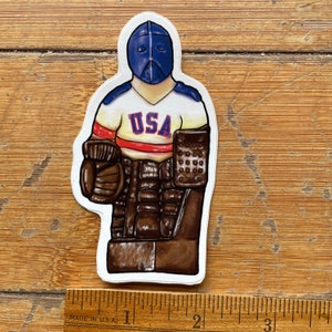 USA Bubble Hockey Goalie Sticker: Vintage Arcade Player Decal