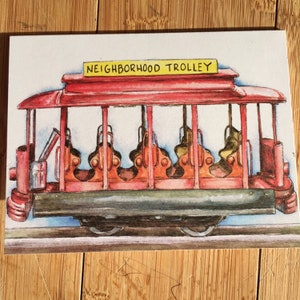 Mister Rogers Neighborhood of Makebelieve Trolley Notecard, card with envelope, pittsburgh neighbor, kindness