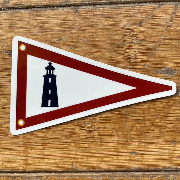 Lighthouse service pennant sticker, 3.5 inch waterproof vinyl sticker, light house decal for water bottle, car, laptop, cool summer vacation