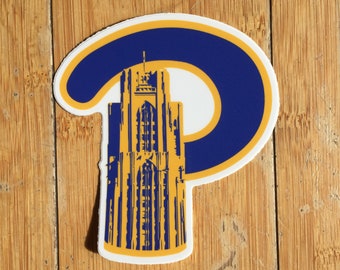 Cathedral of Learning 4" vinyl Sticker Pitt, Script P decal for your Car, laptop, waterbottle, University of Pittsburgh, football basketball