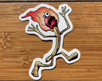 Match man vinyl sticker, 3.5" vinyl sticker, head on fire, flaming, funny cartoon, great gift for him water bottle, laptop sticker cool