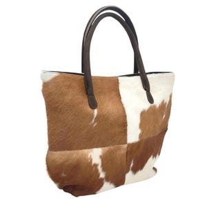 Cowhide Tote Bags -  Brown and White