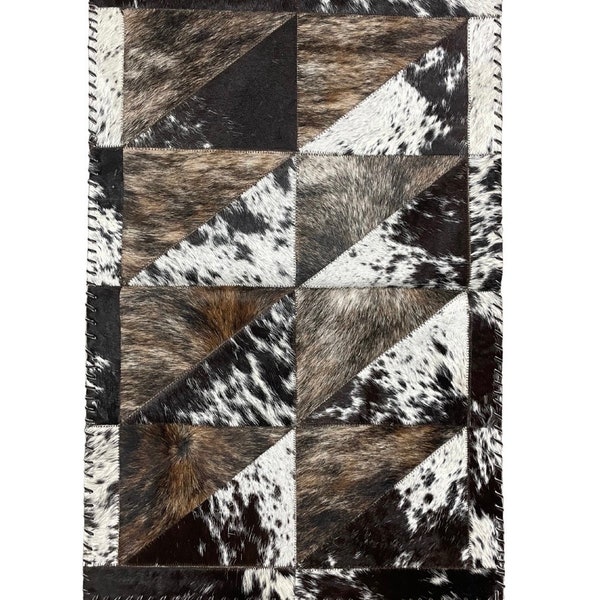 Rectangular Cowhide Patchwork Area Rug