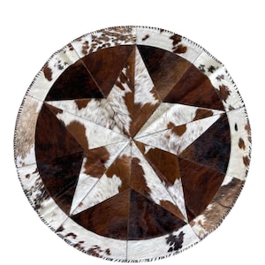 Star Round Hair on Cowhide Area Rug