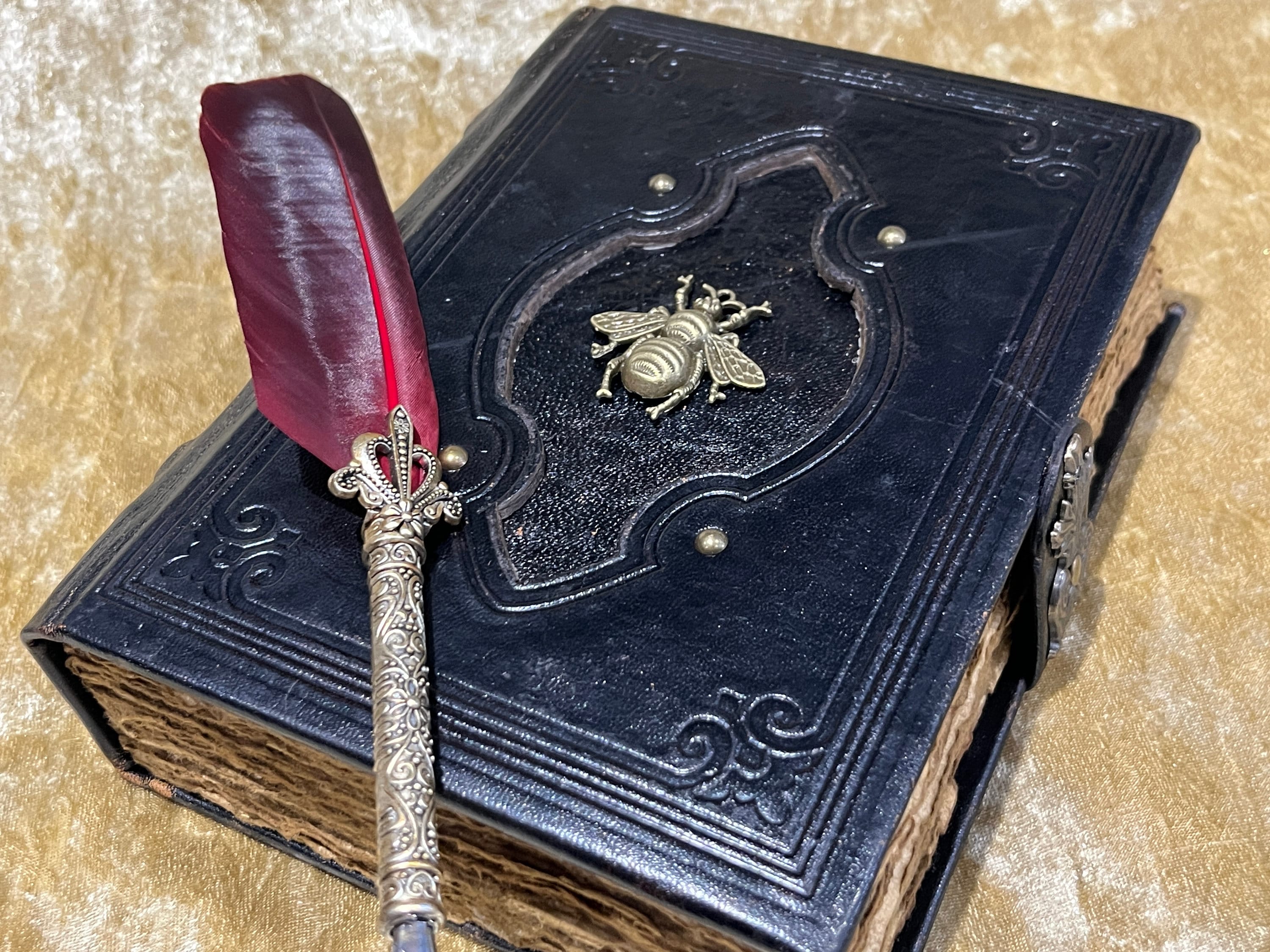 Journal Notebook, Tome, Grimoire, Spell Book - Leather  Fantasy DnD, Witchcraft, with Embellishments. blank with Deckled Parchment