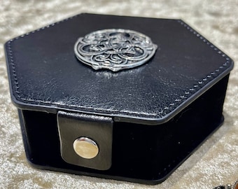 Dice box vault for Dungeons and Dragons, Pathfinder, DnD Dice - Hexagonal - Vegan Leather