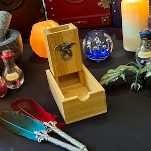 Dice Tower | Antique Silver Metal Dragon | Magnetic | Collapsible | Dungeons and Dragons | Pathfinder | RPG | DM Gift | Board Games