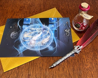 Wizard Mage Greeting Card: Dungeons and Dragons RPG Gift with Gold Envelope