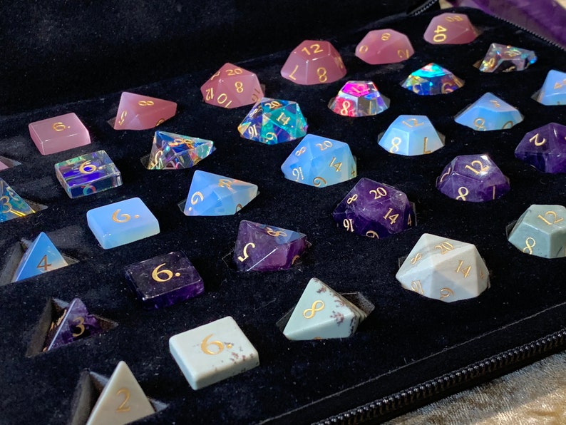 D20 | 5 set Dice Case | Wallet Vault Box | DnD Dice | stone and resin dice holder | Dungeons & Dragons | Pathfinder | Vegan Leather
