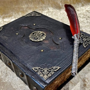 Journal Notebook, Tome, Grimoire, Spell Book - Leather  Fantasy DnD, Witchcraft, with Embellishments. blank with Deckled Parchment