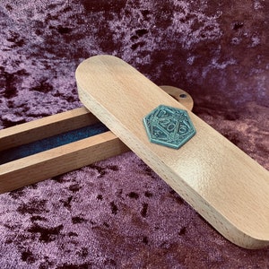D20 Dice Box, Dice Vault, Dice Tray and Holder for Dungeons and Dragons. DM Gift for DnD & Pathfinder. Solid Dark Wood Magnetic Close