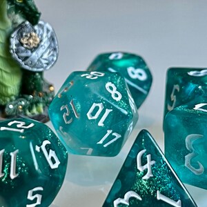 Dice Dungeons and Dragons DnD Poly Oceans Spirit Teal for RPG Games like Dungeons and Dragons and Pathfinder great Gifts for RPG games image 2