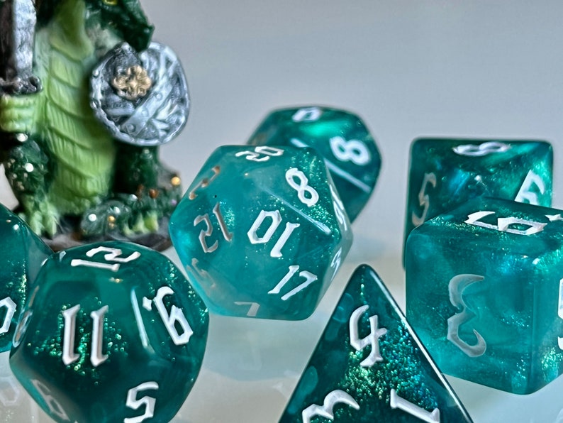 Dice Dungeons and Dragons DnD Poly Oceans Spirit Teal for RPG Games like Dungeons and Dragons and Pathfinder great Gifts for RPG games image 2