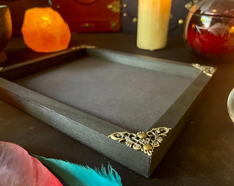 Black Wood Dice Tray: Dungeons and Dragons Rolling Tray with Suede Inlay