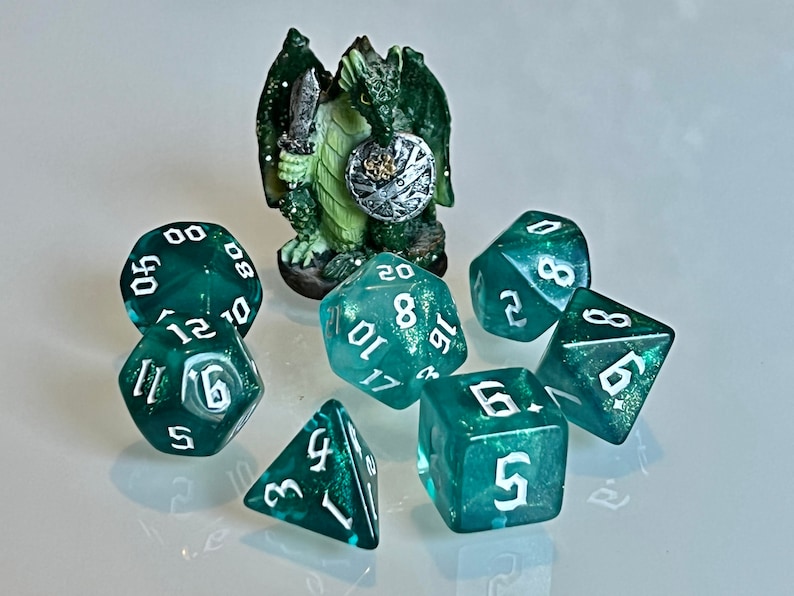 Dice Dungeons and Dragons DnD Poly Oceans Spirit Teal for RPG Games like Dungeons and Dragons and Pathfinder great Gifts for RPG games image 5