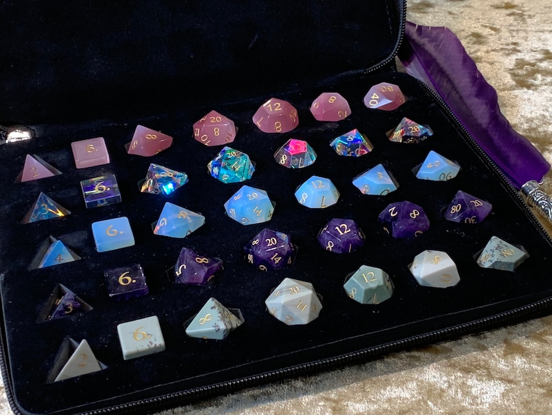 D20 | 5 set Dice Case | Wallet Vault Box | DnD Dice | stone and resin dice holder | Dungeons & Dragons | Pathfinder | Vegan Leather