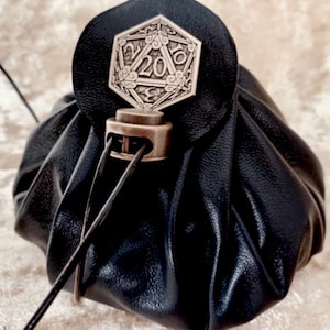 Leather Dice Bag: DnD, RPG, Coin Pouch - Holds 7 Sets