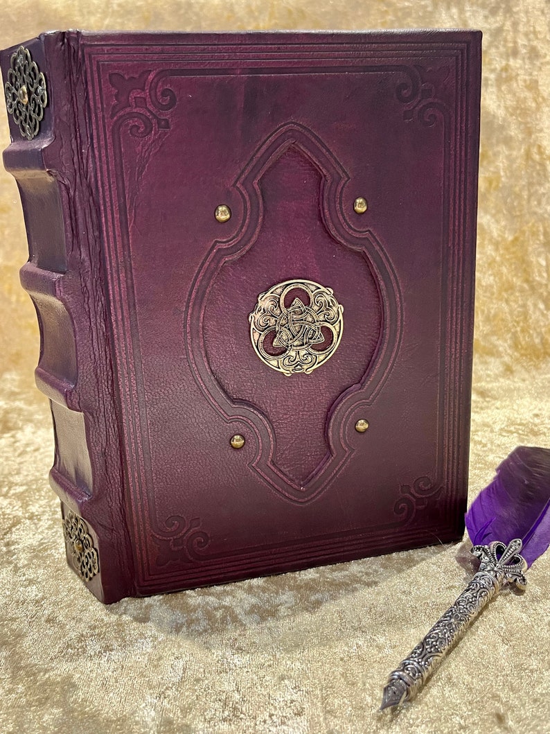 Journal Notebook, Tome, Grimoire, Spell Book Leather Fantasy DnD, Witchcraft, with Embellishments. blank with Deckled Parchment image 6