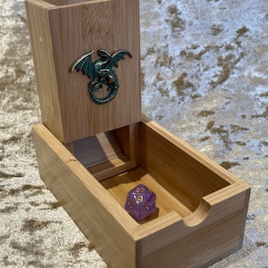 Dice Tower | Green Bronze Gold Metal Dragon | Magnetic | Collapsible | Dungeons and Dragons | Pathfinder | RPG | DM Gift | Board Games