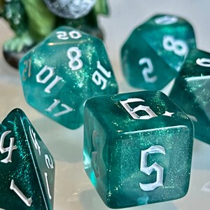 Dice Dungeons and Dragons DnD Poly Oceans Spirit Teal for RPG Games like Dungeons and Dragons and Pathfinder great Gifts for RPG games image 3