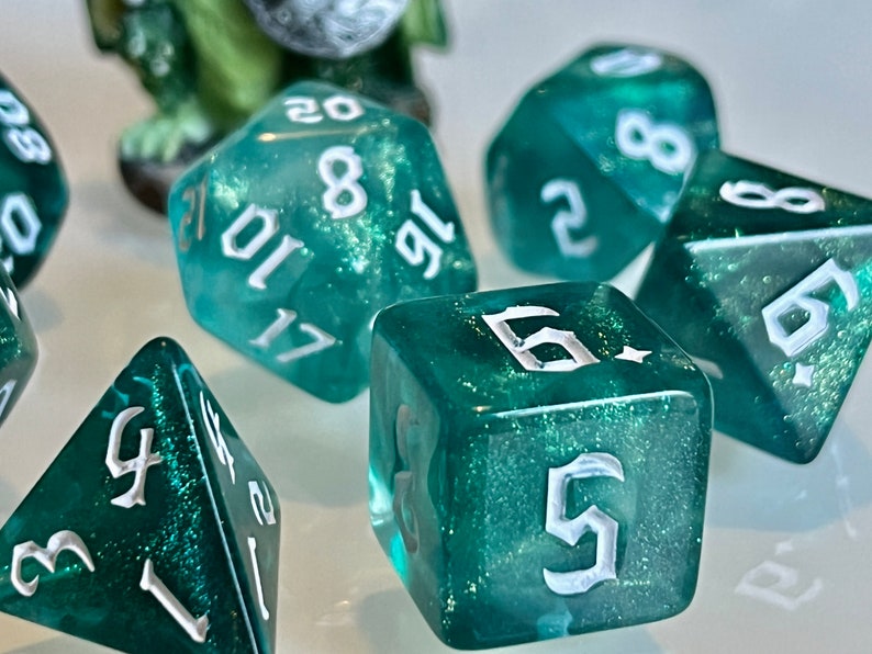 Dice Dungeons and Dragons DnD Poly Oceans Spirit Teal for RPG Games like Dungeons and Dragons and Pathfinder great Gifts for RPG games image 3