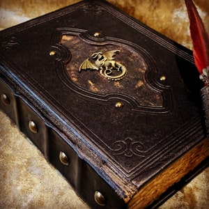 Journal Notebook, Tome, Grimoire, Spell Book - Leather  Fantasy DnD, Witchcraft, with Embellishments. blank with Deckled Parchment