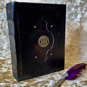 Leather Grimoire Journal: Embossed Fantasy Spell Book with Deckled Parchment