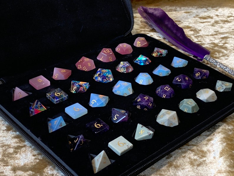 D20 | 5 set Dice Case | Wallet Vault Box | DnD Dice | stone and resin dice holder | Dungeons & Dragons | Pathfinder | Vegan Leather