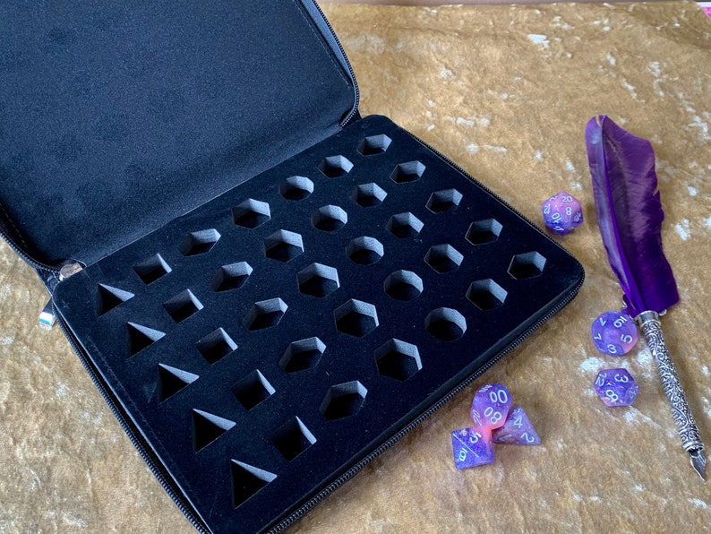 D20 | 5 set Dice Case | Wallet Vault Box | DnD Dice | stone and resin dice holder | Dungeons & Dragons | Pathfinder | Vegan Leather