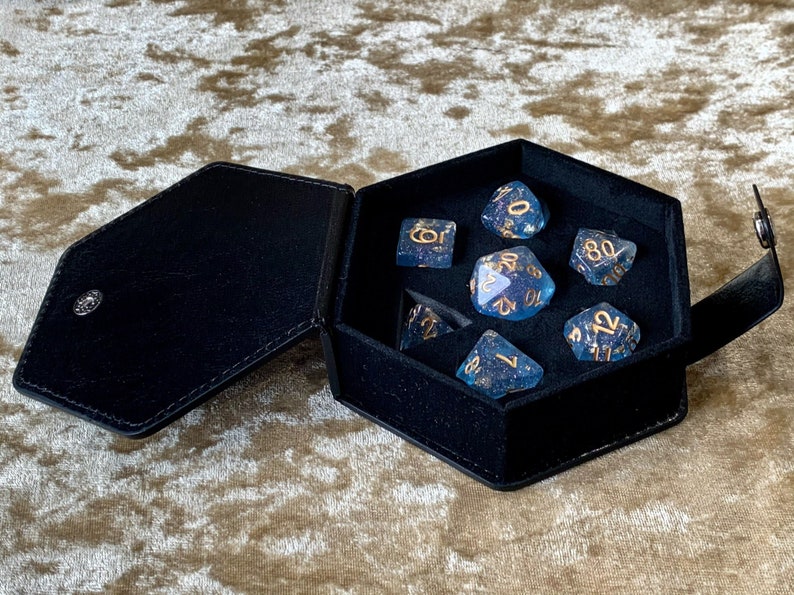 D20 Dice box Vault Dungeons and Dragons Pathfinder DnD Dice Hexagonal Vegan Leather image 8