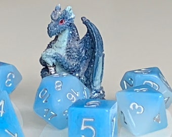 Blue Jade Polyhedral Dice Set: DnD RPG Pathfinder Vegan Gift