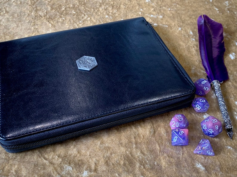 D20 | 5 set Dice Case | Wallet Vault Box | DnD Dice | stone and resin dice holder | Dungeons & Dragons | Pathfinder | Vegan Leather
