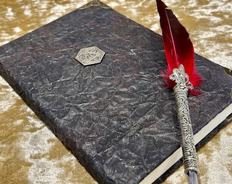 D20 Journal: Vegan Leather Grimoire, Gold Shimmer Diary
