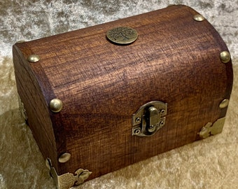 Trinket Wooden Chest and DnD Dice Box for Dungeons and Dragons