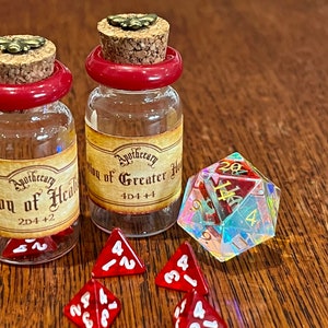 Mini D4 Dungeons and Dragons Pozione di Guarigione e di Guarigione Maggiore Set per DnD, Dungeons and Dragons, Dungeon Master Regali RPG Props Regalo