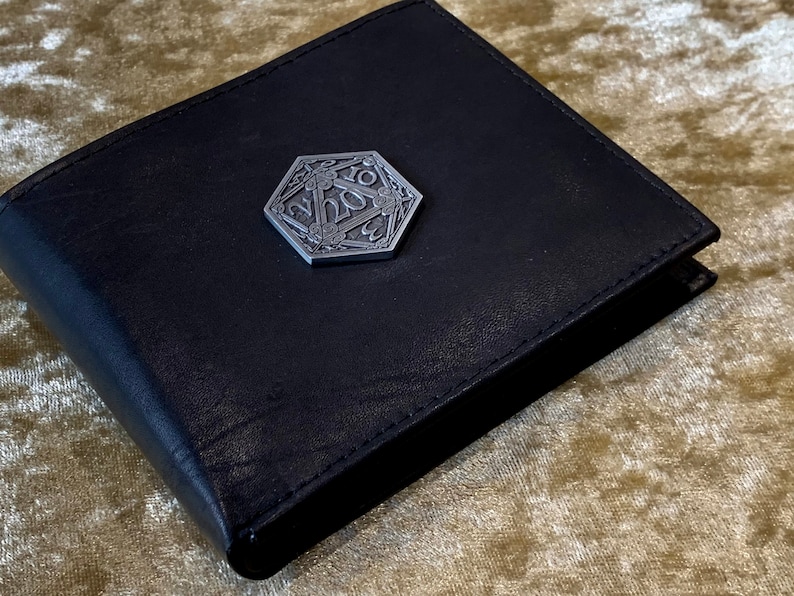 D20 Mens Black Leather Wallet With Coin Pouch Dnd Gift for - Etsy